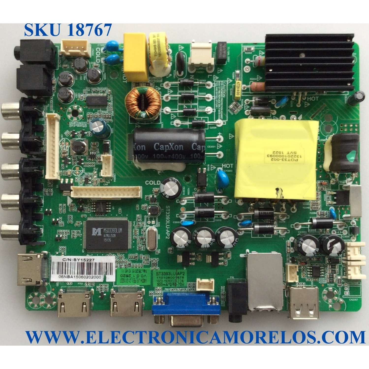 MAIN / FUENTE / (COMBO) / "NOTA MAIN NO TIENE BALUM" / ELEMENT SY15227 / ST3393LU-AP2 / 110105001676 / 1602-15050023-2 / PANEL`S T395-OCL-DLED (VER1.A) / V400HJ6-PE1 / MODELOS ELEFT408 / ELEFT406 G6G5M
